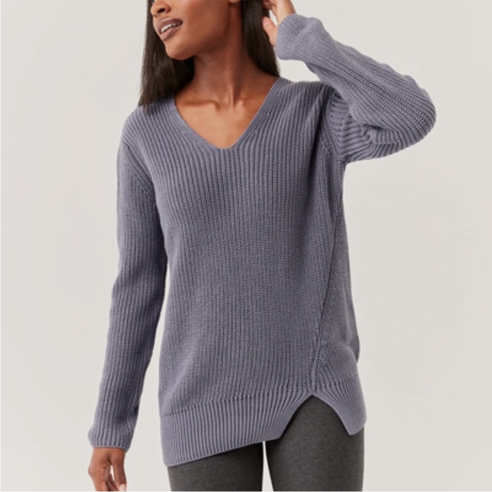 PACT organic cotton double v neck sweater size small